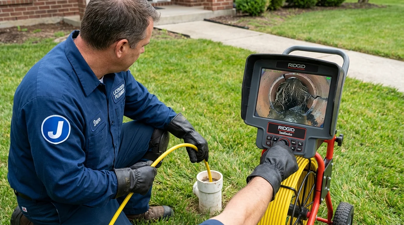 Sewer camera inspection being performed by Johns Plumbing LLC in Dilworth
