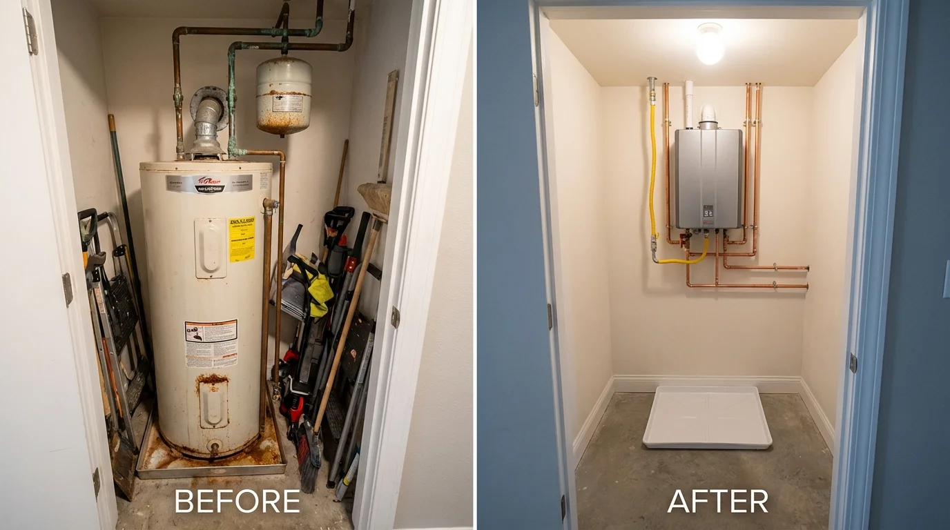 Tank water heater versus wall-mounted tankless unit comparison for Dilworth, MN homeowners