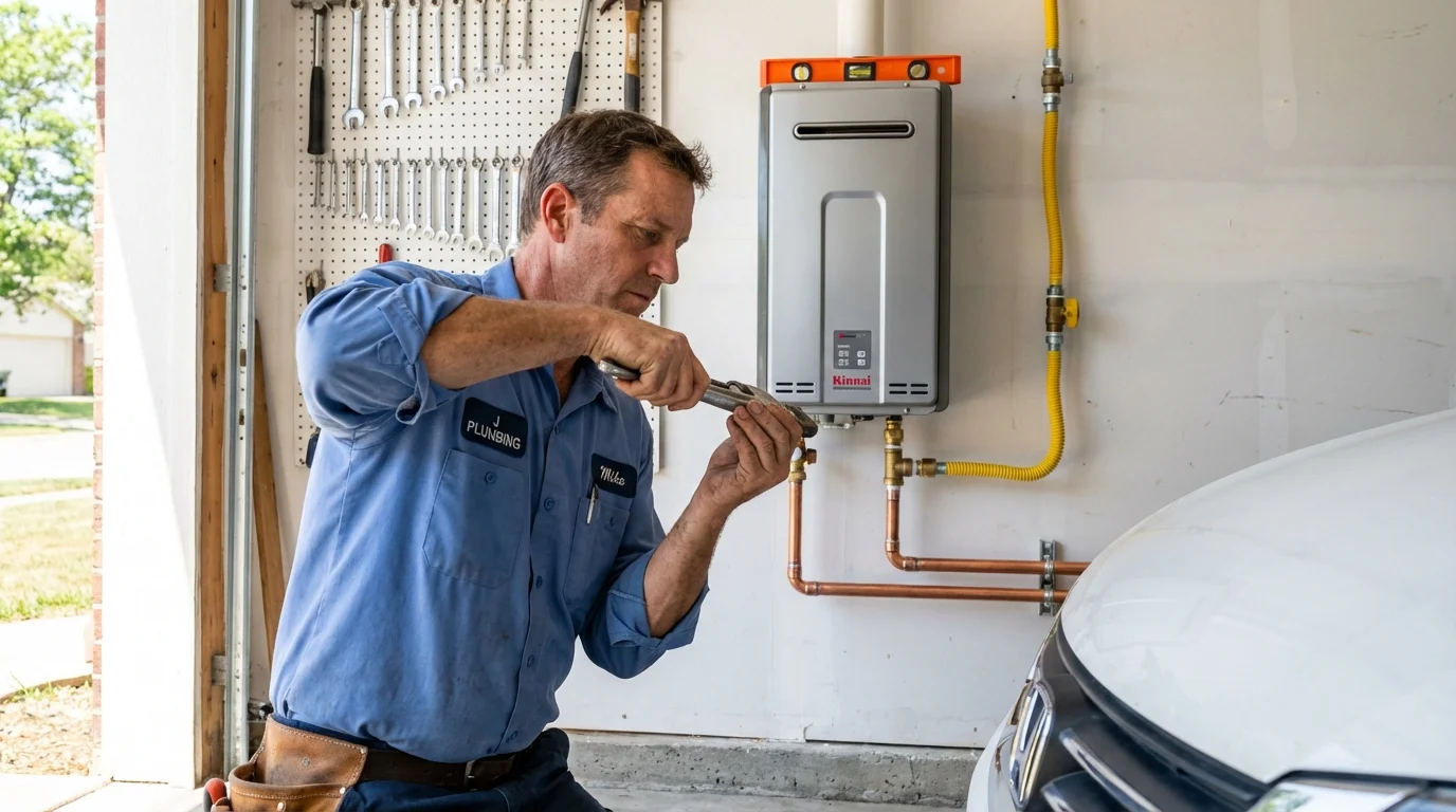 Tankless water heater installation by a Johns Plumbing LLC plumber in Dilworth